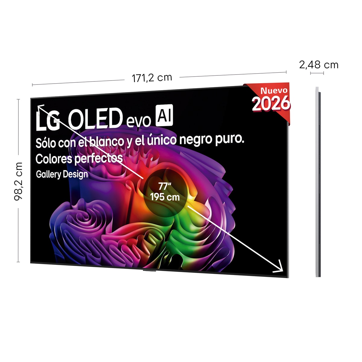 TV OLED evo 195 cm (77") LG OLED77G68LW 4K, Smart TV, AI, G6, soporte pared incluido - Gris oscuro / Negro Gris oscuro / Negro-2