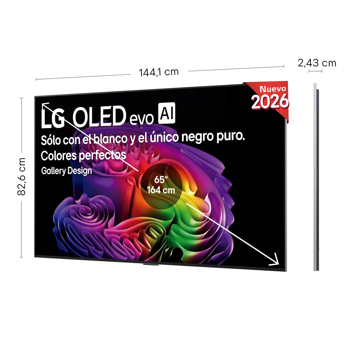 TV OLED evo 164 cm (65") LG OLED65G68LW 4K, Smart TV, AI, G6, soporte pared incluido Gris oscuro / Negro-2