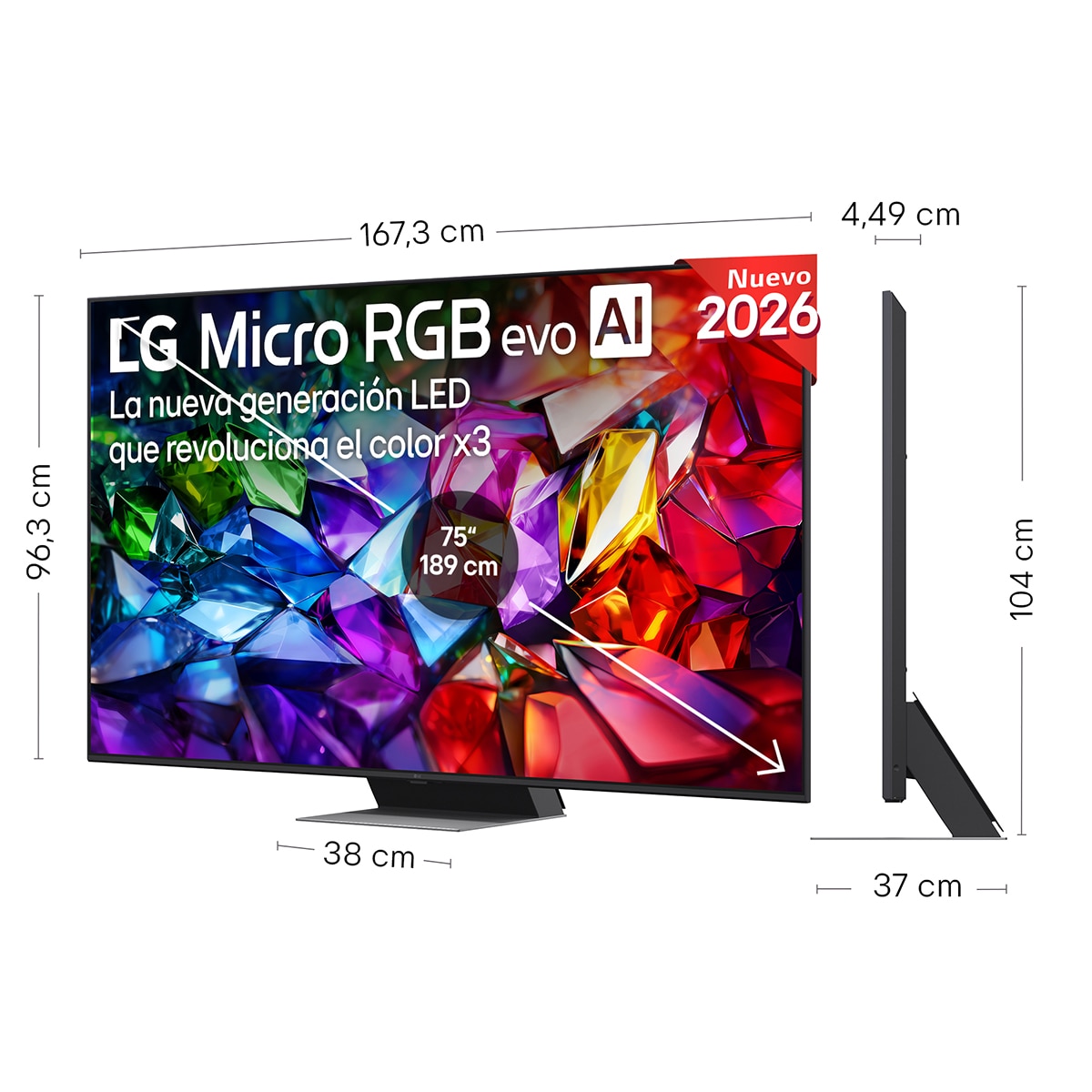 TV Micro RGB evo 189 cm (75") LG 75MRGB96B6B 4K, Smart TV, AI, MRGB96 - Gris oscuro / Negro Gris oscuro / Negro-2