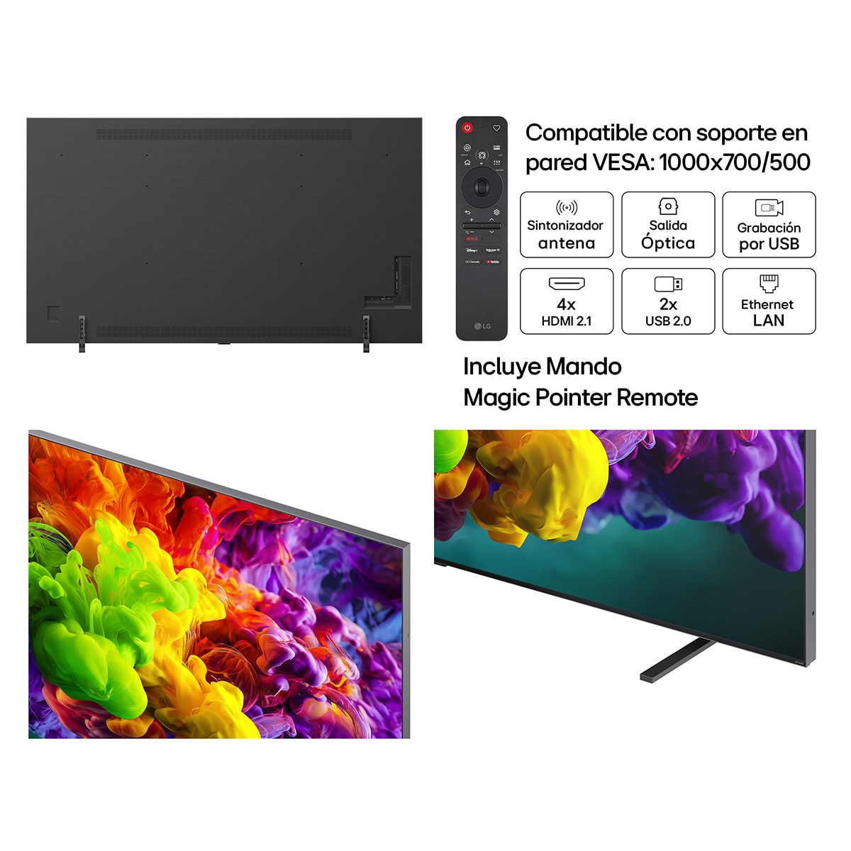 TV QNED evo Mini LED 290 cm (115") LG 115QNED93B6 4K, Smart TV, AI, QNED93 Gris oscuro / Negro-3