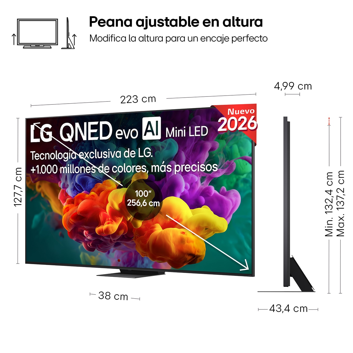Smart TV LG QNED evo MiniLED AI QNED87 254 cm (100") 100QNED87B6 4K 2026 Gris oscuro / Negro-2