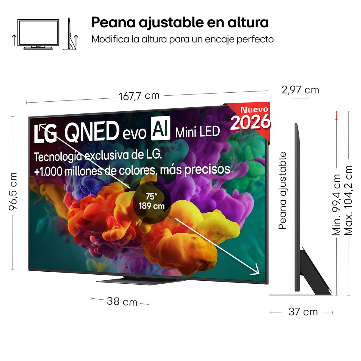 TV QNED evo Mini LED 189 cm (75") LG 75QNED87B6A 4K, Smart TV, AI, QNED87 - Gris oscuro / Negro Gris oscuro / Negro-2