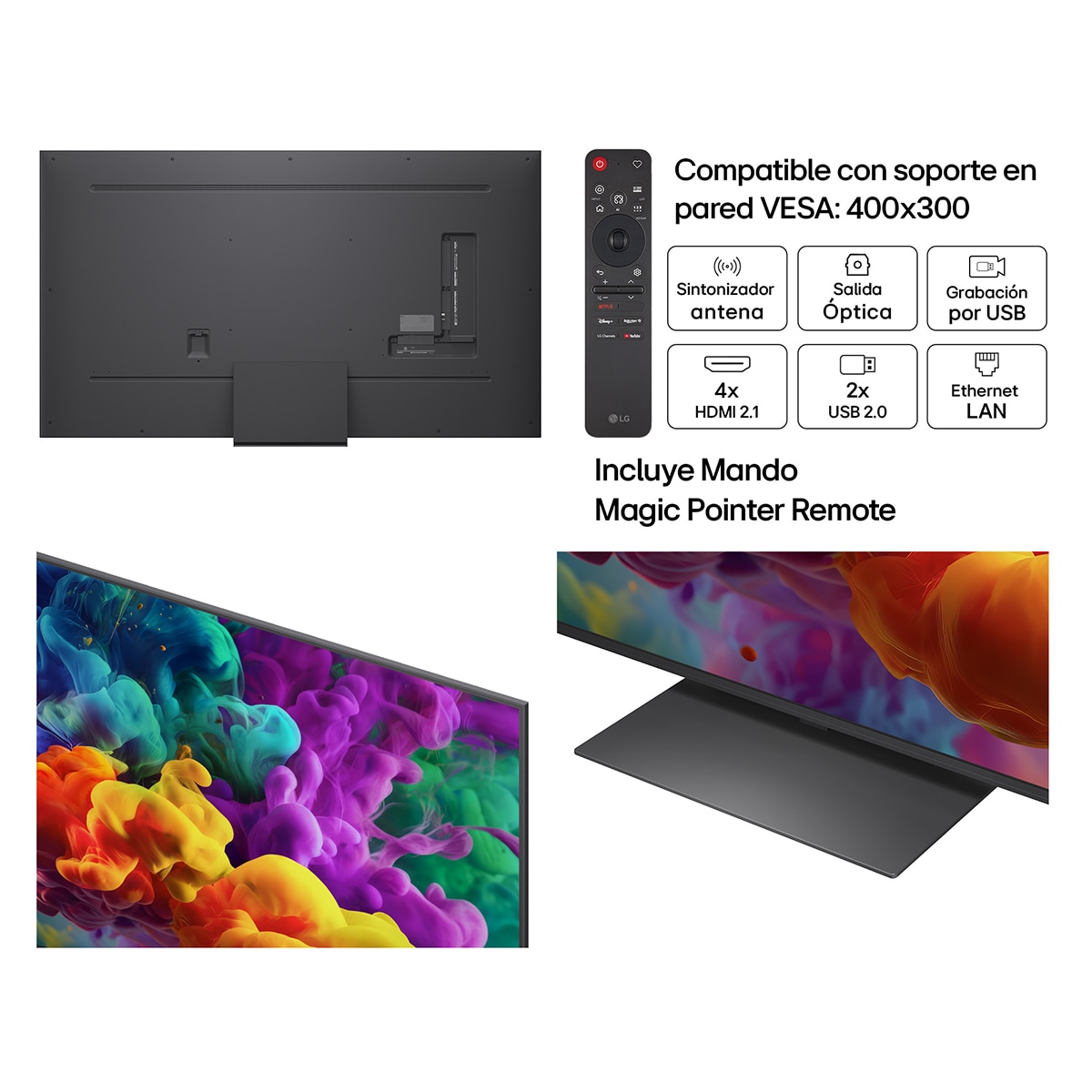 TV QNED evo Mini LED 189 cm (75") LG 75QNED87B6A 4K, Smart TV, AI, QNED87 - Gris oscuro / Negro Gris oscuro / Negro-3
