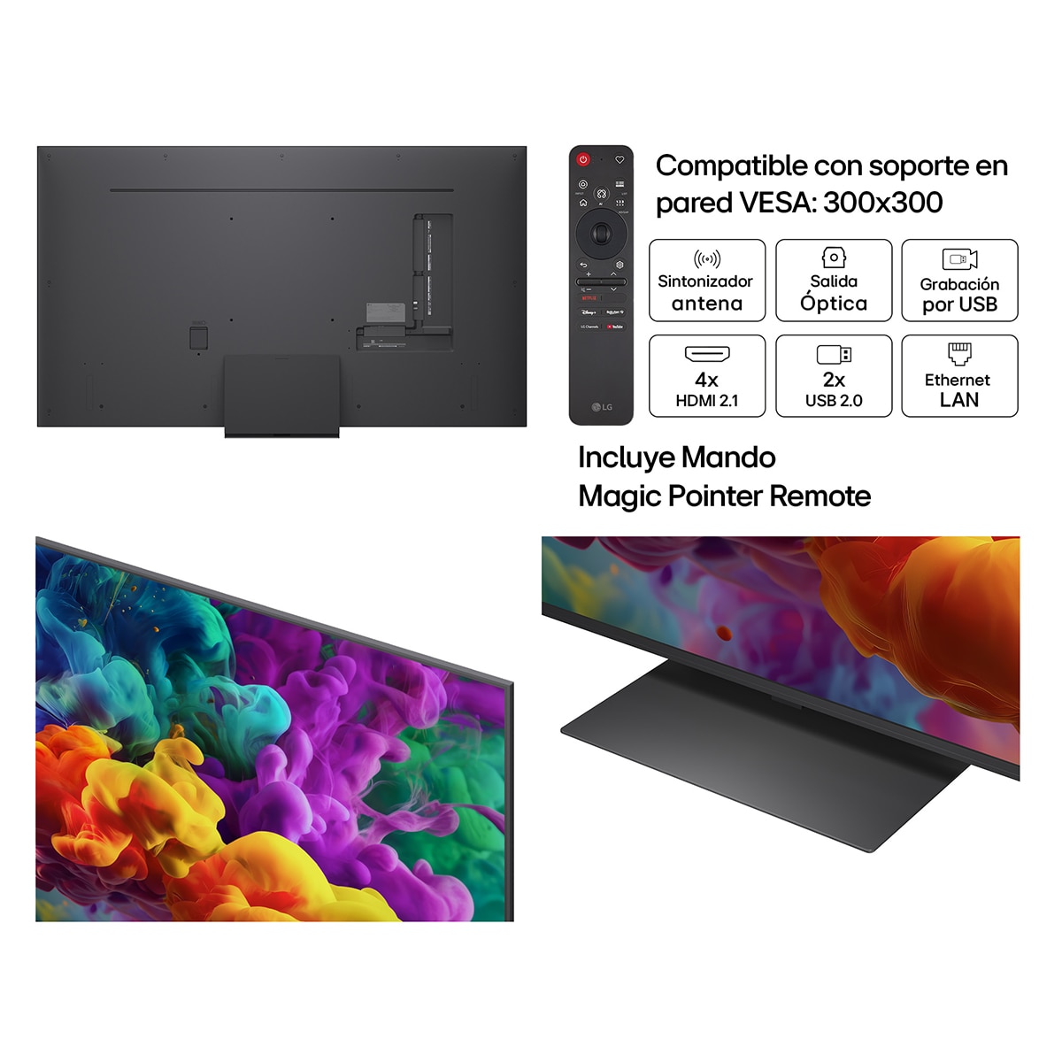 TV QNED evo Mini LED 164 cm (65") LG 65QNED87B6A 4K, Smart TV, AI, QNED87 Gris oscuro / Negro-3