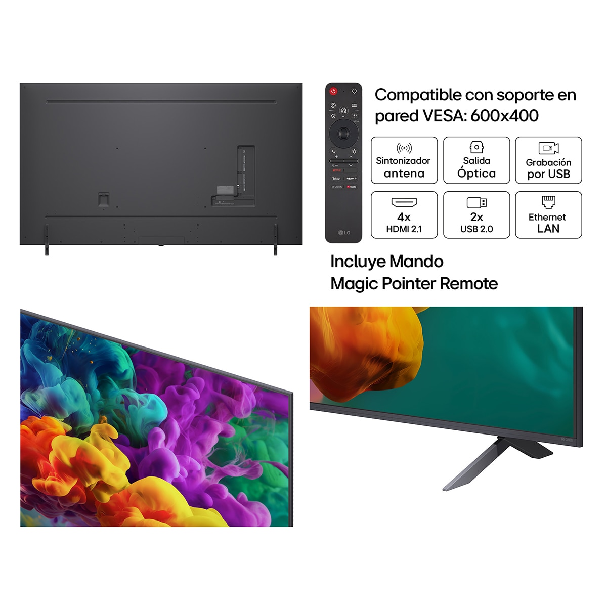 TV QNED evo Mini LED 217 cm (86") LG 86QNED85B6B 4K, Smart TV, AI, QNED85 Gris oscuro / Negro-3