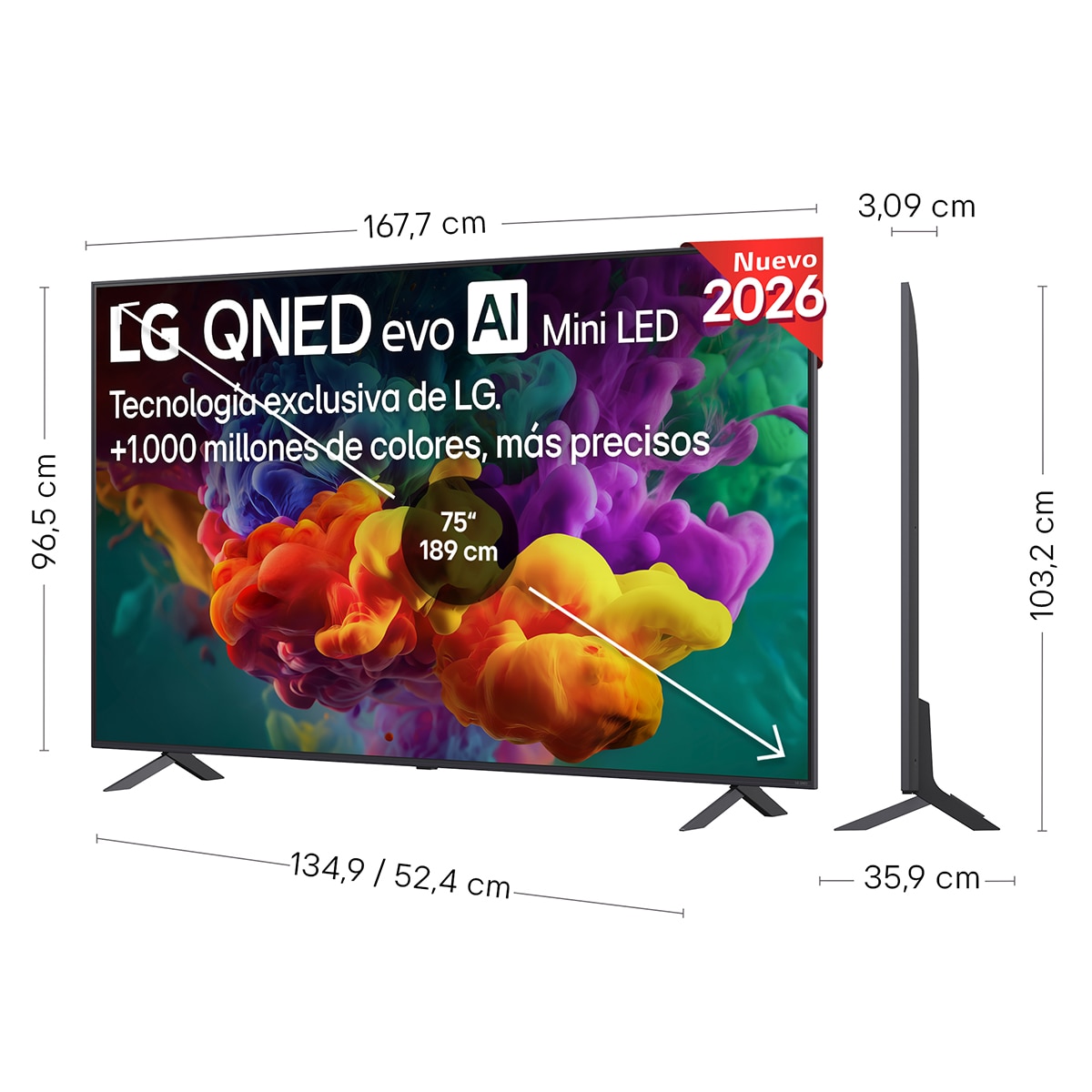 TV QNED evo Mini LED 189 cm (75") LG 75QNED85B6B 4K, Smart TV, AI, QNED85 - Gris oscuro / Negro Gris oscuro / Negro-2
