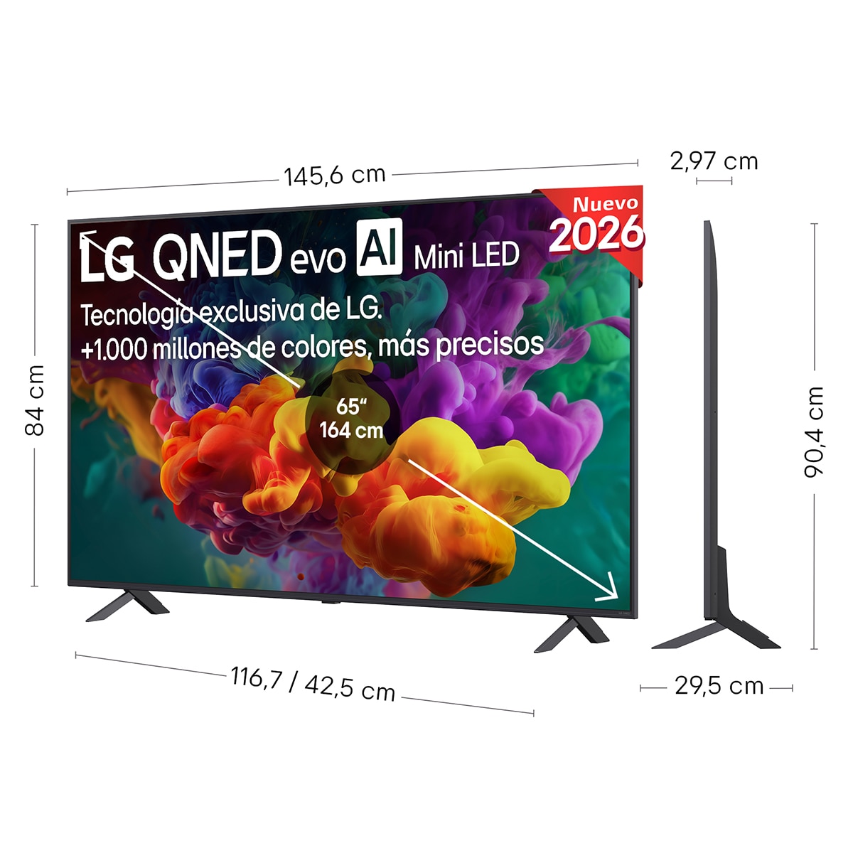 Smart TV LG QNED evo MiniLED AI QNED85 164 cm (65") 65QNED85B6B 4K 2026 Gris oscuro / Negro-2