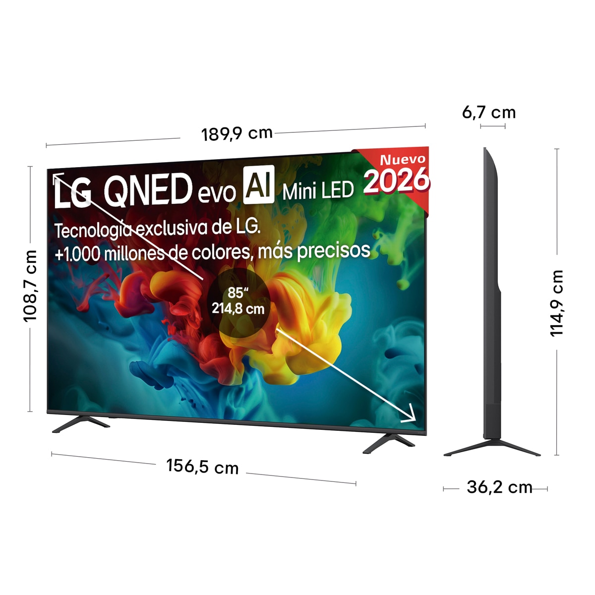 TV QNED evo Mini LED 215 cm (85") LG 85QNED82B6A 4K, Smart TV, AI, QNED82 - Gris oscuro / Negro Gris oscuro / Negro-2