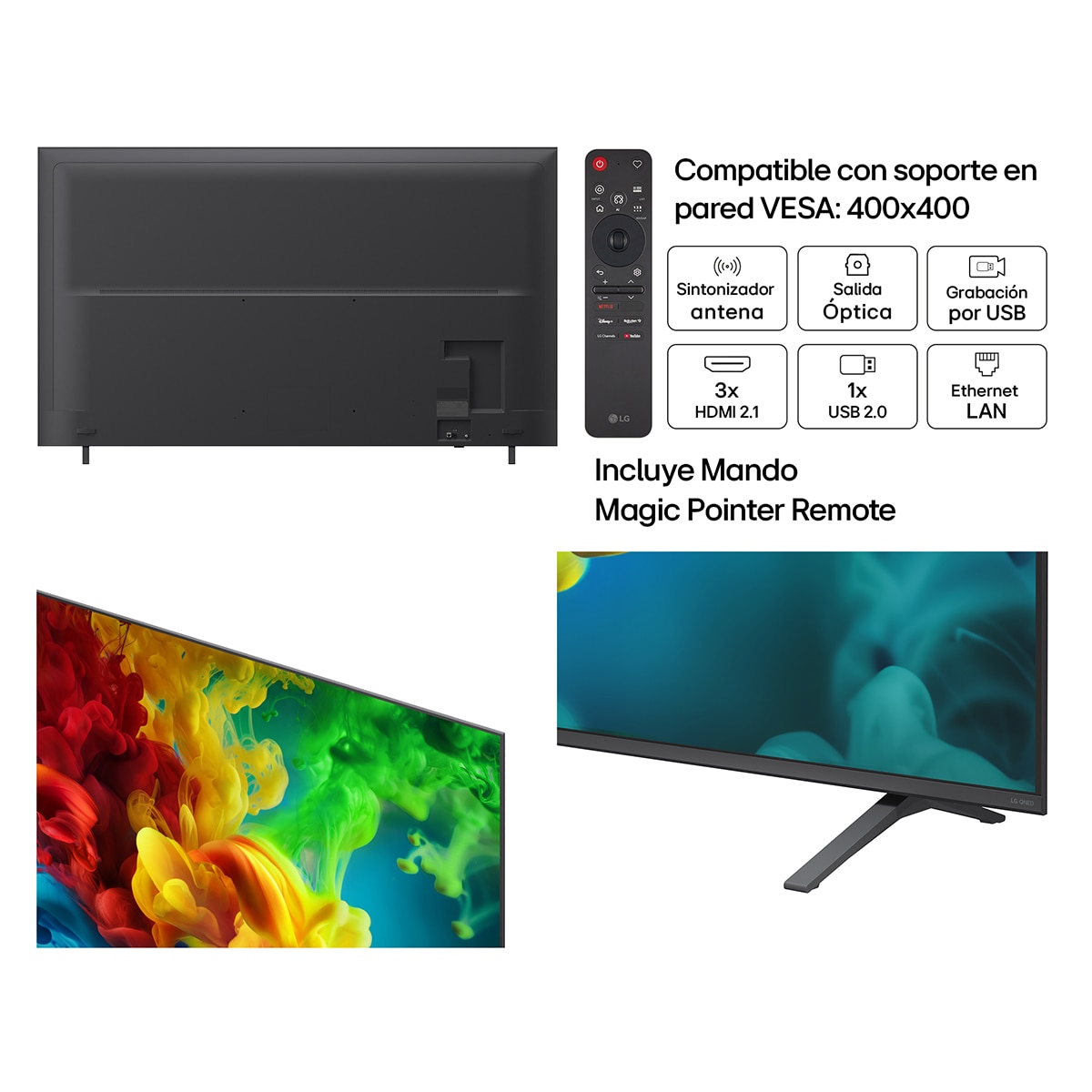 TV QNED evo Mini LED 215 cm (85") LG 85QNED82B6A 4K, Smart TV, AI, QNED82 - Gris oscuro / Negro Gris oscuro / Negro-3