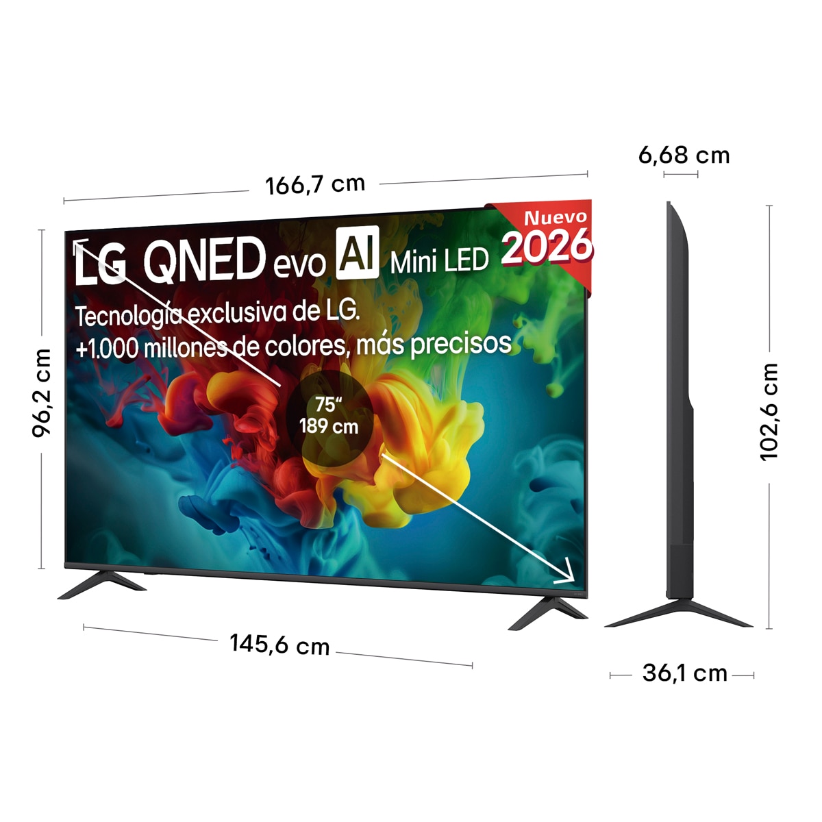 TV QNED evo Mini LED 189 cm (75") LG 75QNED82B6A 4K, Smart TV, AI, QNED82 Gris oscuro / Negro Gris oscuro / Negro-2