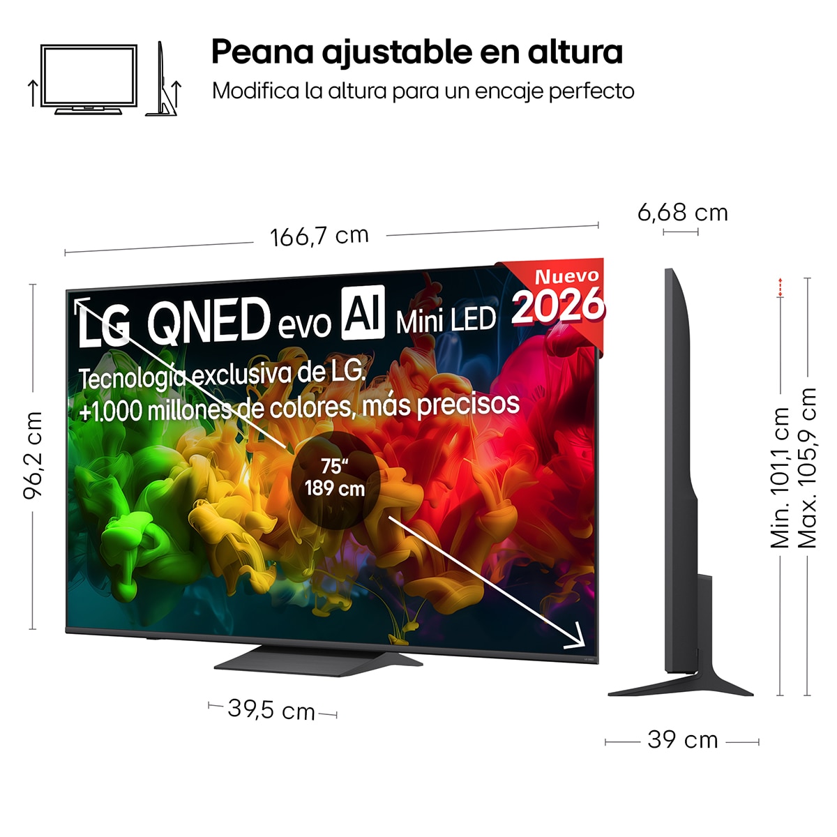 TV QNED evo Mini LED 189 cm (75") LG 75QNED8EB3A 4K, Smart TV, AI, QNED8E Gris oscuro / Negro-2