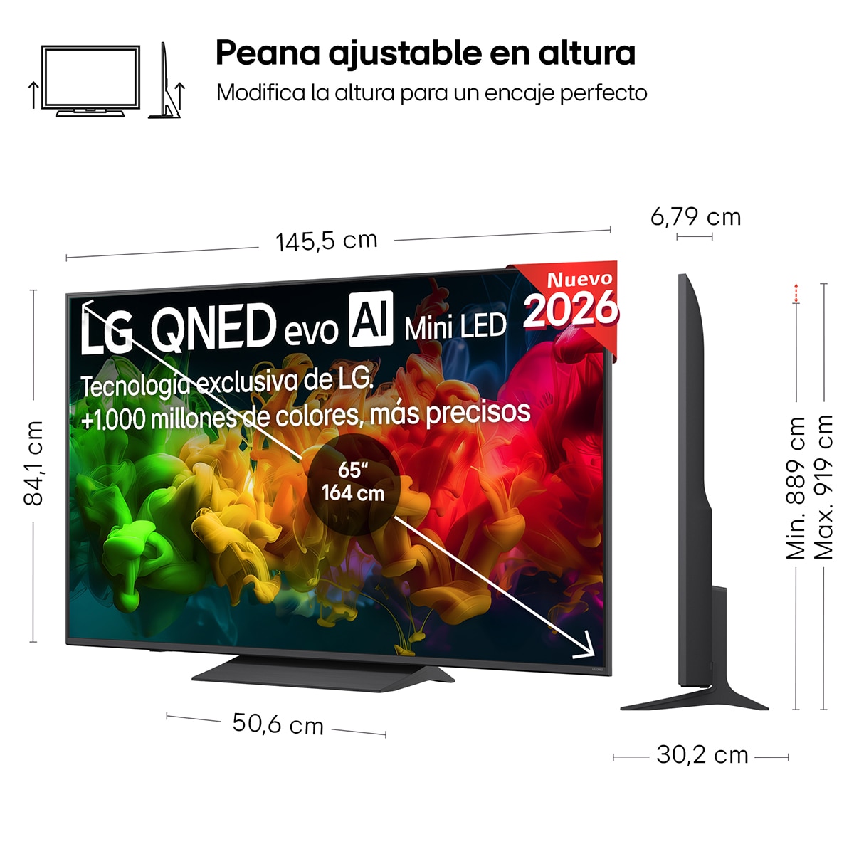 TV QNED evo Mini LED 164 cm (65") LG 65QNED8EB3B 4K, Smart TV, AI, QNED8E - Gris oscuro / Negro Gris oscuro / Negro-2