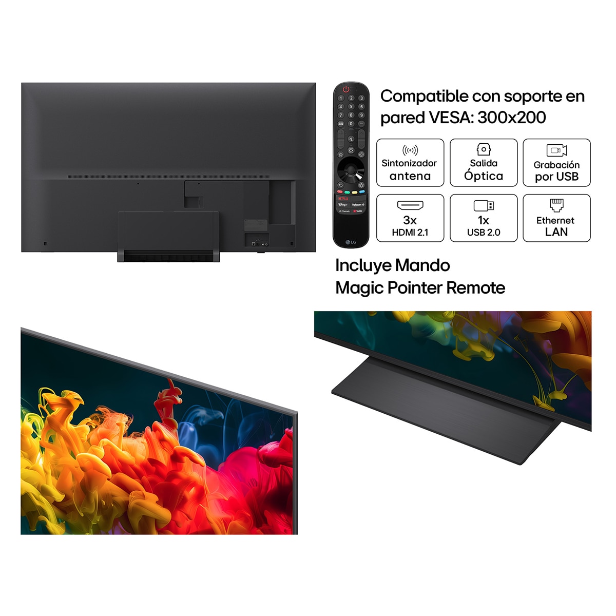 TV QNED evo Mini LED 164 cm (65") LG 65QNED8EB3B 4K, Smart TV, AI, QNED8E - Gris oscuro / Negro Gris oscuro / Negro-3