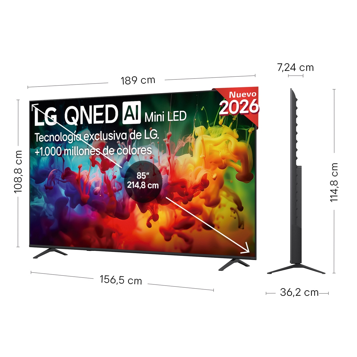 TV QNED Mini LED 215 cm (85") LG 85QNED70B6A 4K, Smart TV, AI, QNED70 - Gris oscuro / Negro Gris oscuro / Negro-2
