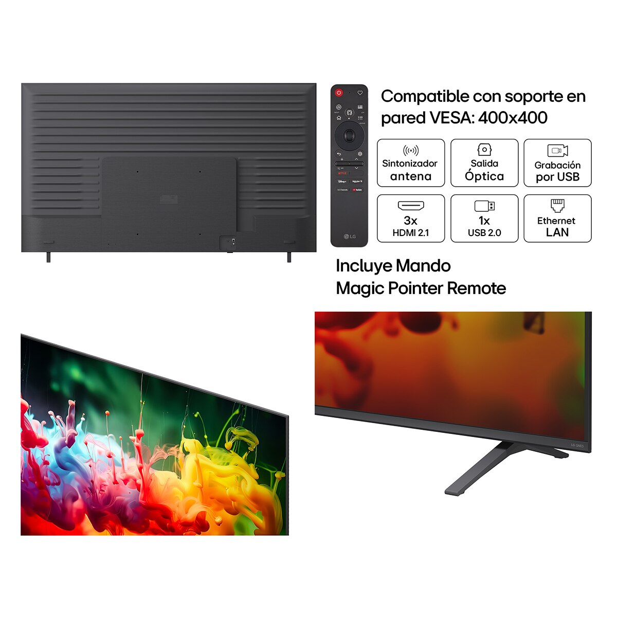 TV QNED Mini LED 215 cm (85") LG 85QNED70B6A 4K, Smart TV, AI, QNED70 - Gris oscuro / Negro Gris oscuro / Negro-3