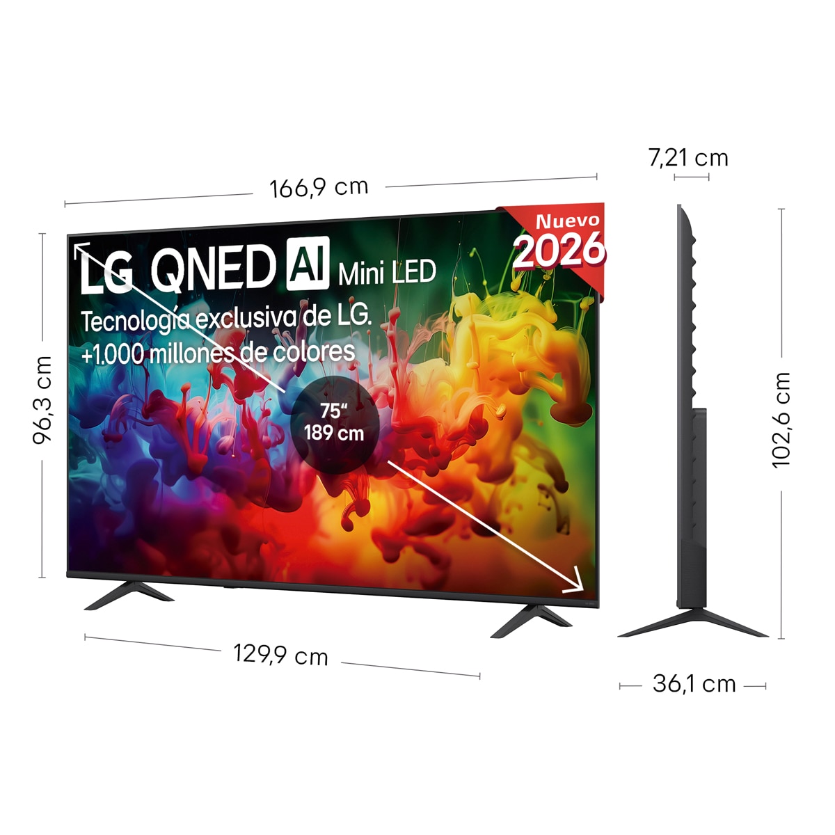 Imagen 2 de TV QNED Mini LED 189 cm (75") LG 75QNED70B6A 4K, Smart TV, AI, QNED70 - Gris oscuro / Negro Gris oscuro / Negro