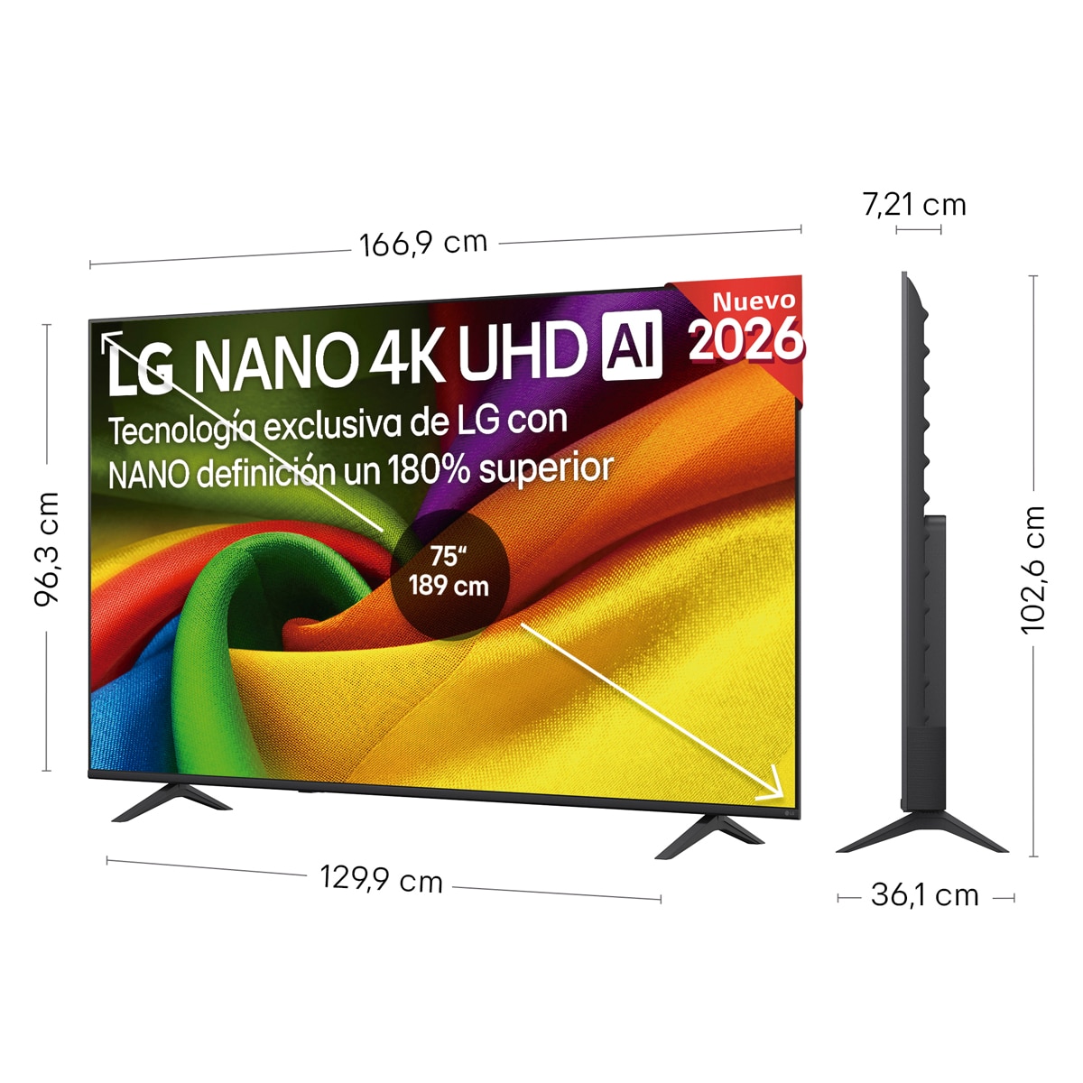 Smart TV LG NANO 4K UHD AI NU90 189 cm (75") 75NU900B6LA 4K 2026 Gris oscuro / Negro-2