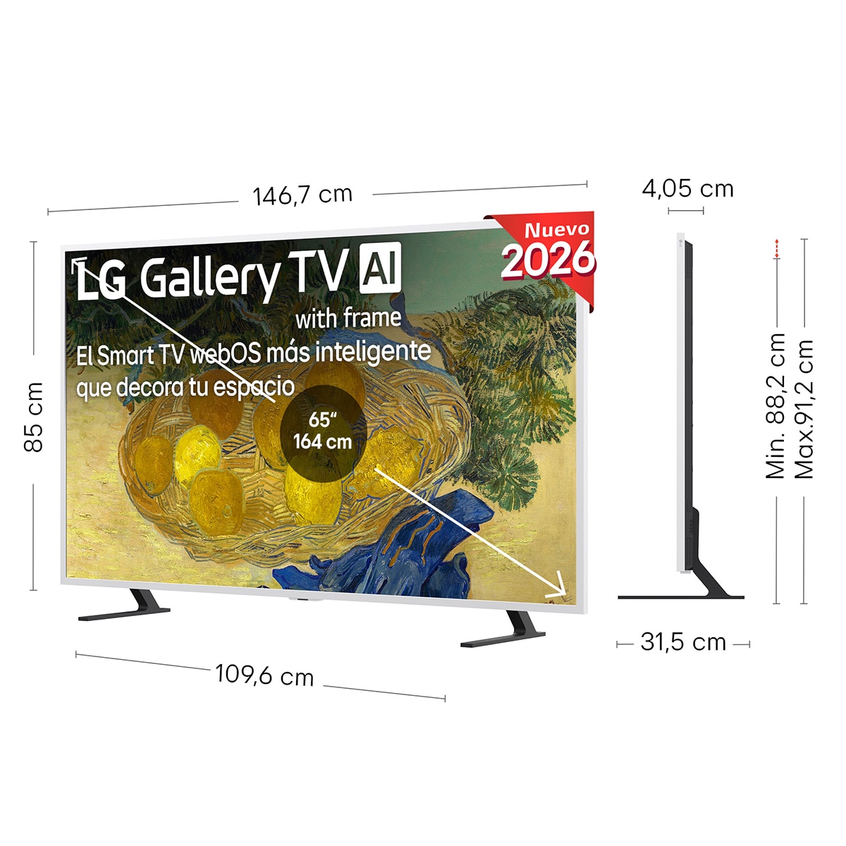 TV QNED Mini LED 164 cm (65") LG 65LX7B6LA 4K, Smart TV, LifeStyle LX7B6 - Gris oscuro / Negro Gris oscuro / Negro-2