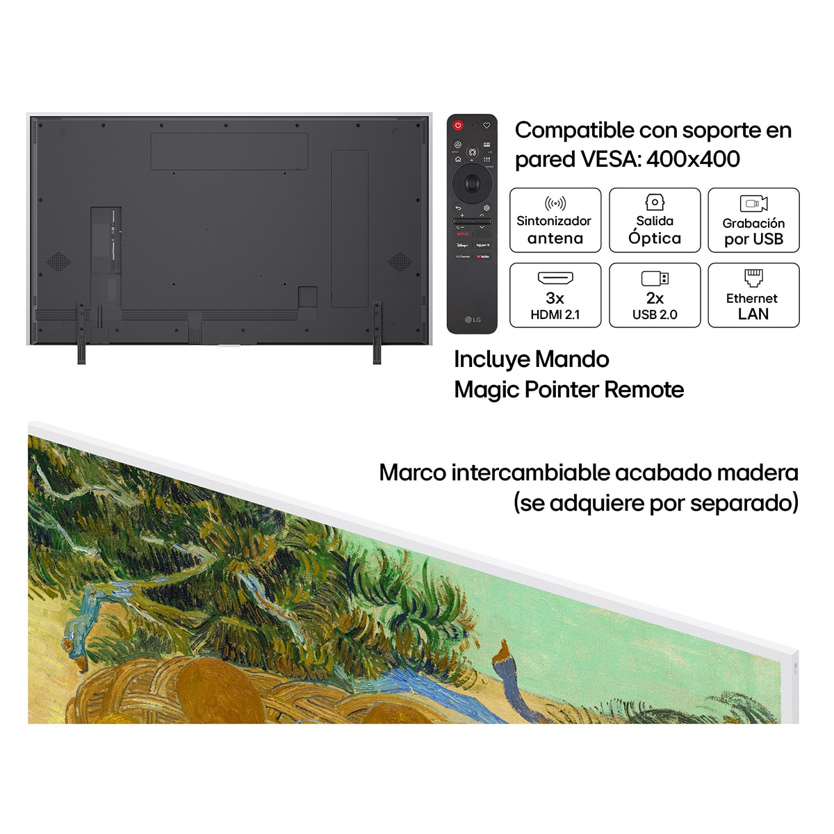 TV QNED Mini LED 164 cm (65") LG 65LX7B6LA 4K, Smart TV, LifeStyle LX7B6 - Gris oscuro / Negro Gris oscuro / Negro-3