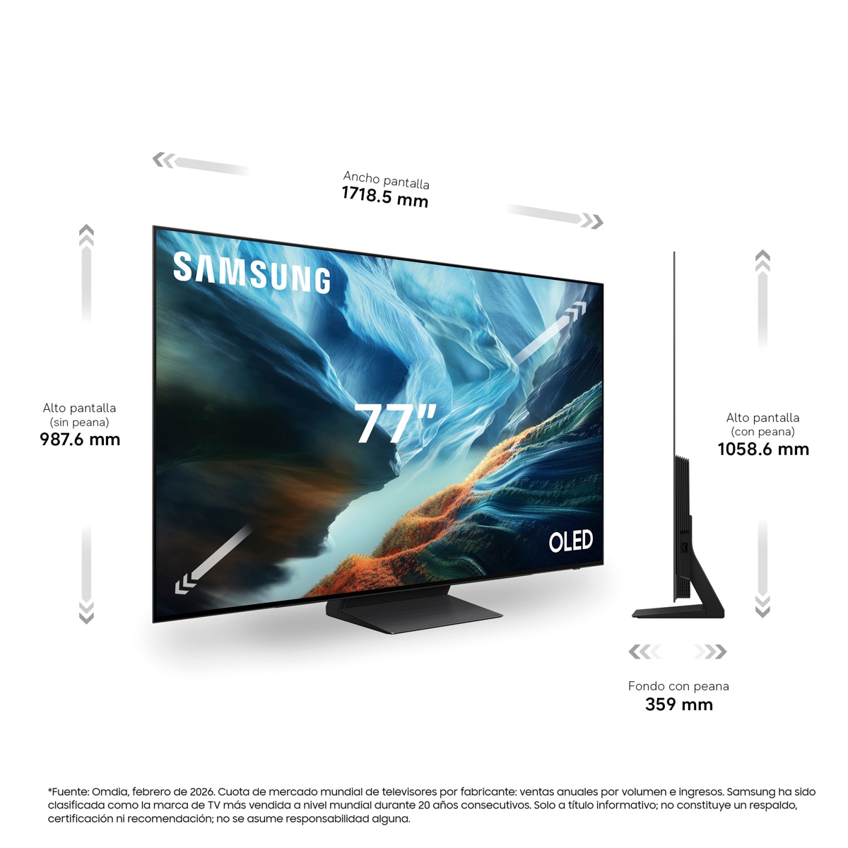 TV OLED 195cm (77") Samsung TQ77S93HATXXC 4K Smart TV SIN reflejos con Vision AI. 165Hz Ultimate Gaming Pack Negro-2