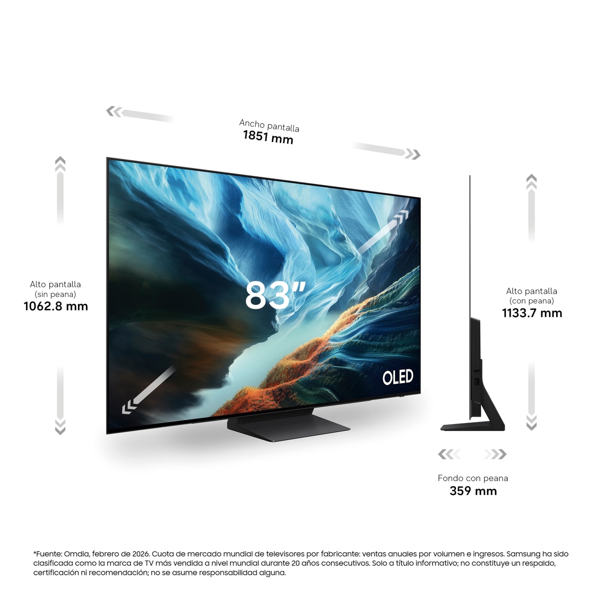 TV OLED 209cm (83") Samsung TQ83S93HAEXXC 4K Smart TV SIN reflejos con Vision AI. 165Hz Ultimate Gaming Pack Negro-2