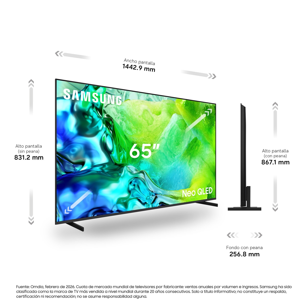 TV Neo QLED Mini LED 163cm (65") Samsung TQ65QN80HAUXXC 4K Smart TV con Vision AI Football Mode 144Hz Negro-2