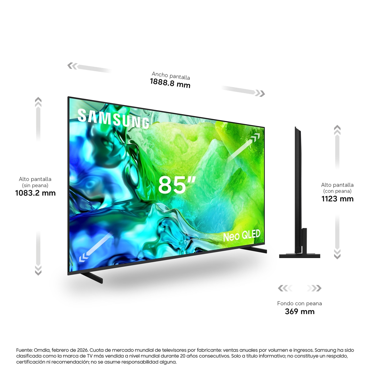 TV Neo QLED Mini LED 214cm (85") Samsung TQ85QN80HAUXXC 4K Smart TV con Vision AI Football Mode 144Hz - Negro Negro-2