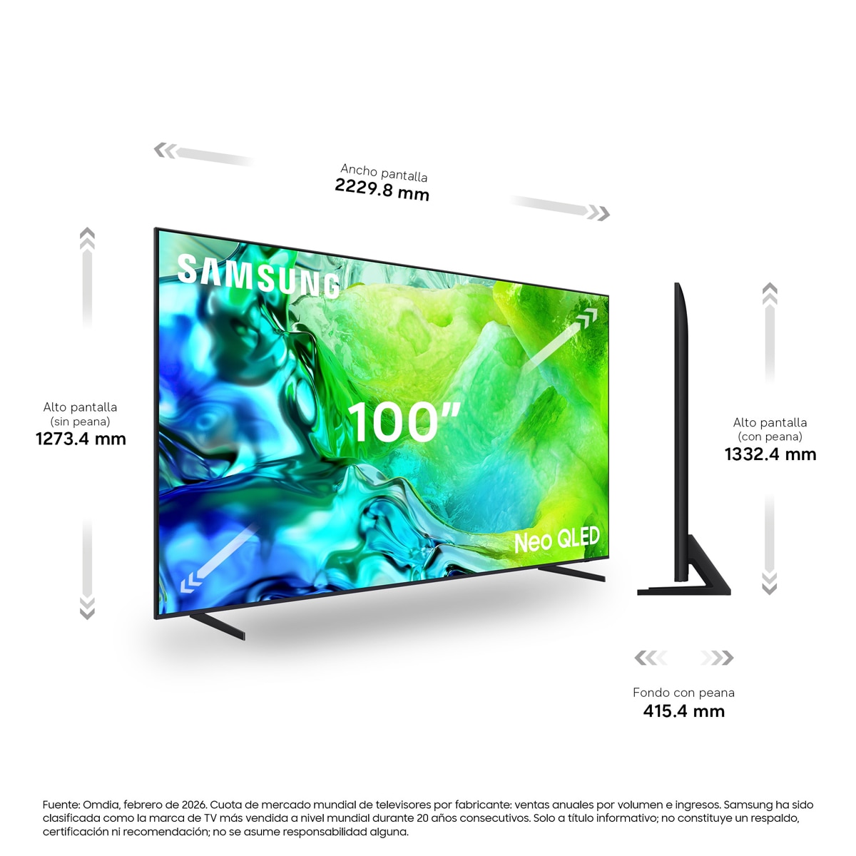 TV Neo QLED Mini LED 254cm (100") Samsung TQ100QN80HAUXXC 4K Smart TV con Vision AI Football Mode 144Hz - Negro Negro-2