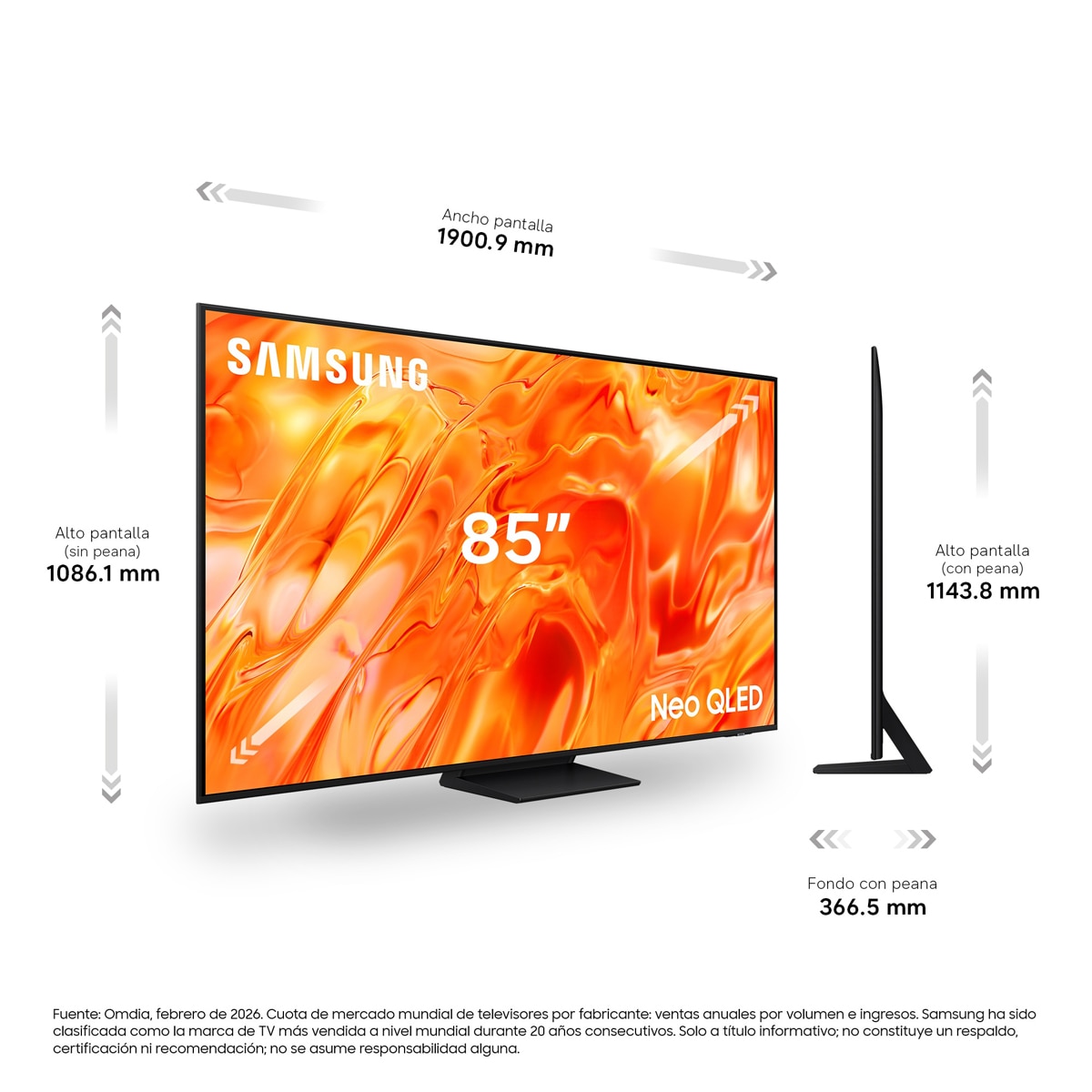 TV Neo QLED Mini LED 214cm (85") Samsung TQ85QN73HAUXXC 4K Smart TV con Vision AI Football Mode Negro-2