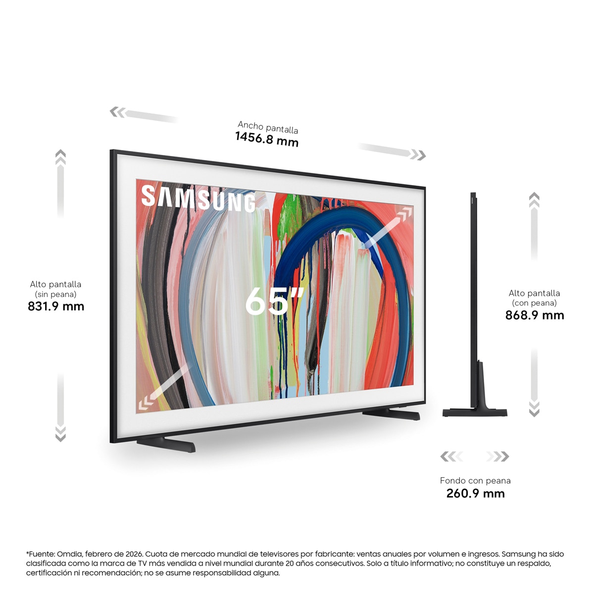 TV QLED 163cm( 65") Samsung The Frame TQ65LS03HAUXXC 4K Smart TV Vision AI SIN reflejos. Modo Arte y soporte incluido Negro-2