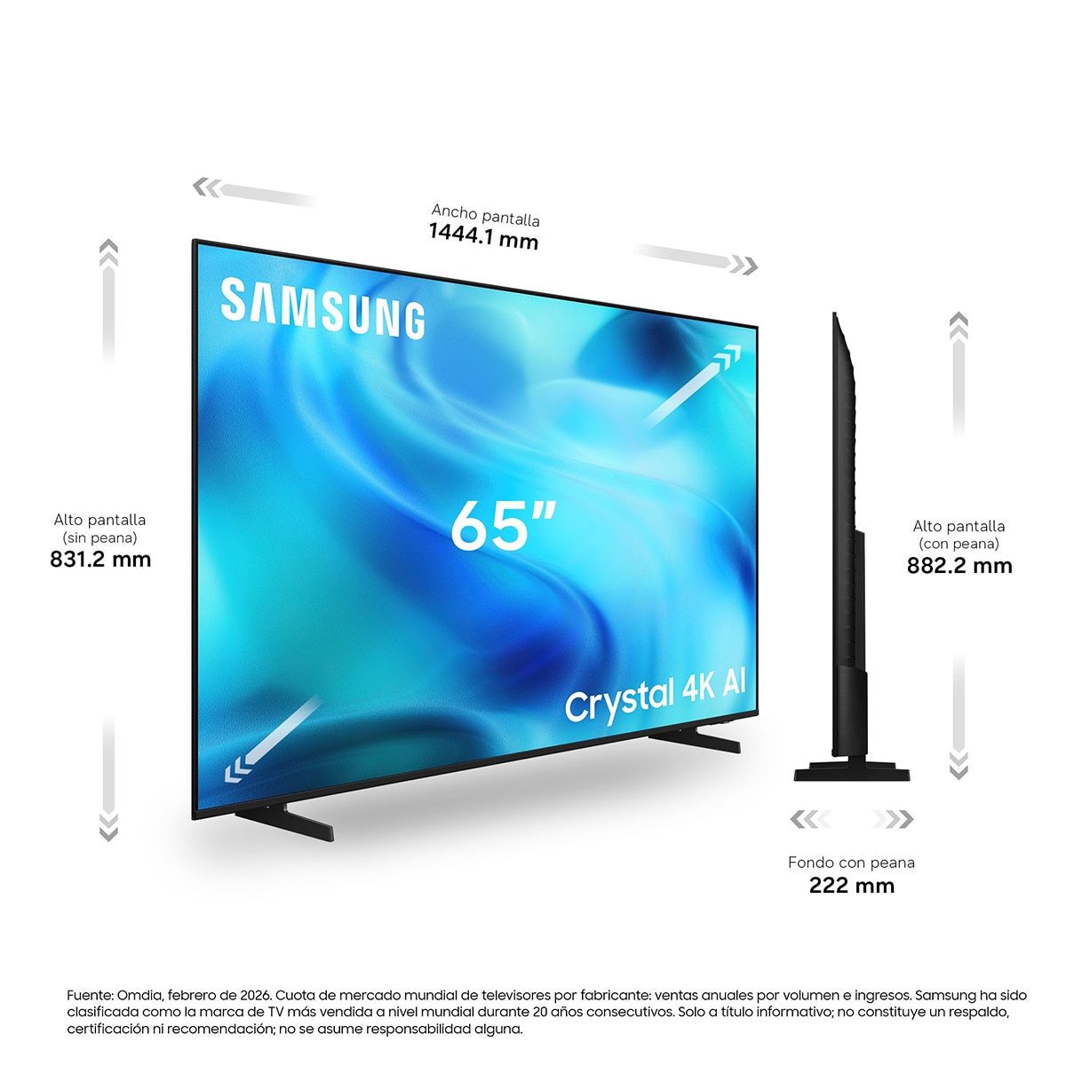 TV LED 163cm (65") Samsung TU65U7005HUXXC 4K Smart TV con Gaming Hub 120Hz - Negro Negro-2
