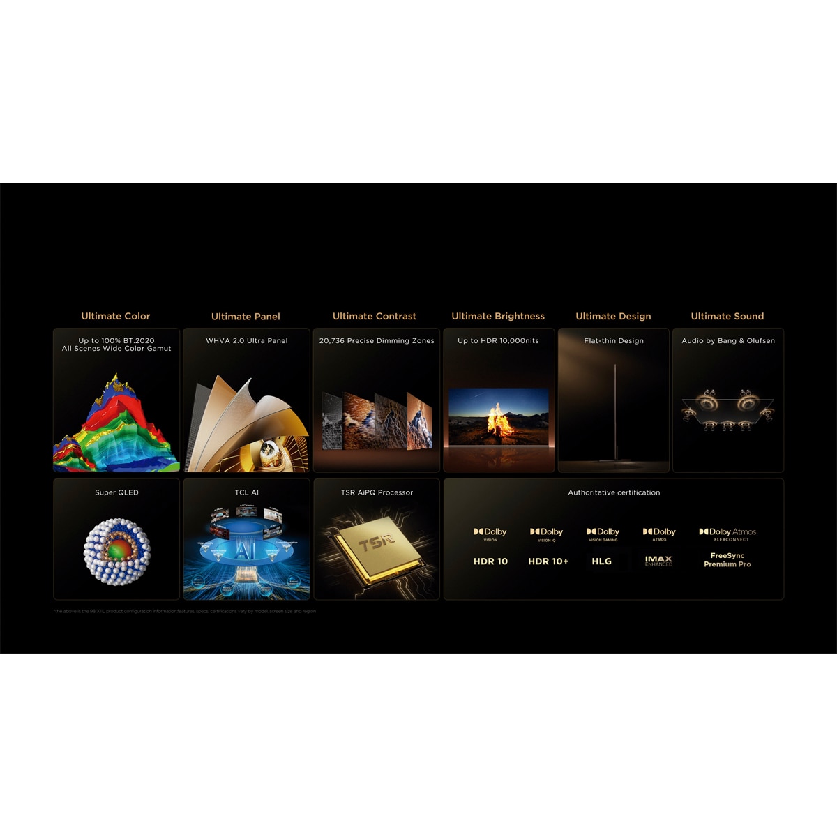 TV SQD-MiniLED 215cm (85") TCL 85X11L, 4K UHD, 10000 nits, Smart Google TV, 144Hz, Dolby Vision & Atmos, Audio by Bang & Olufsen - Acero oscuro Acero oscuro-8