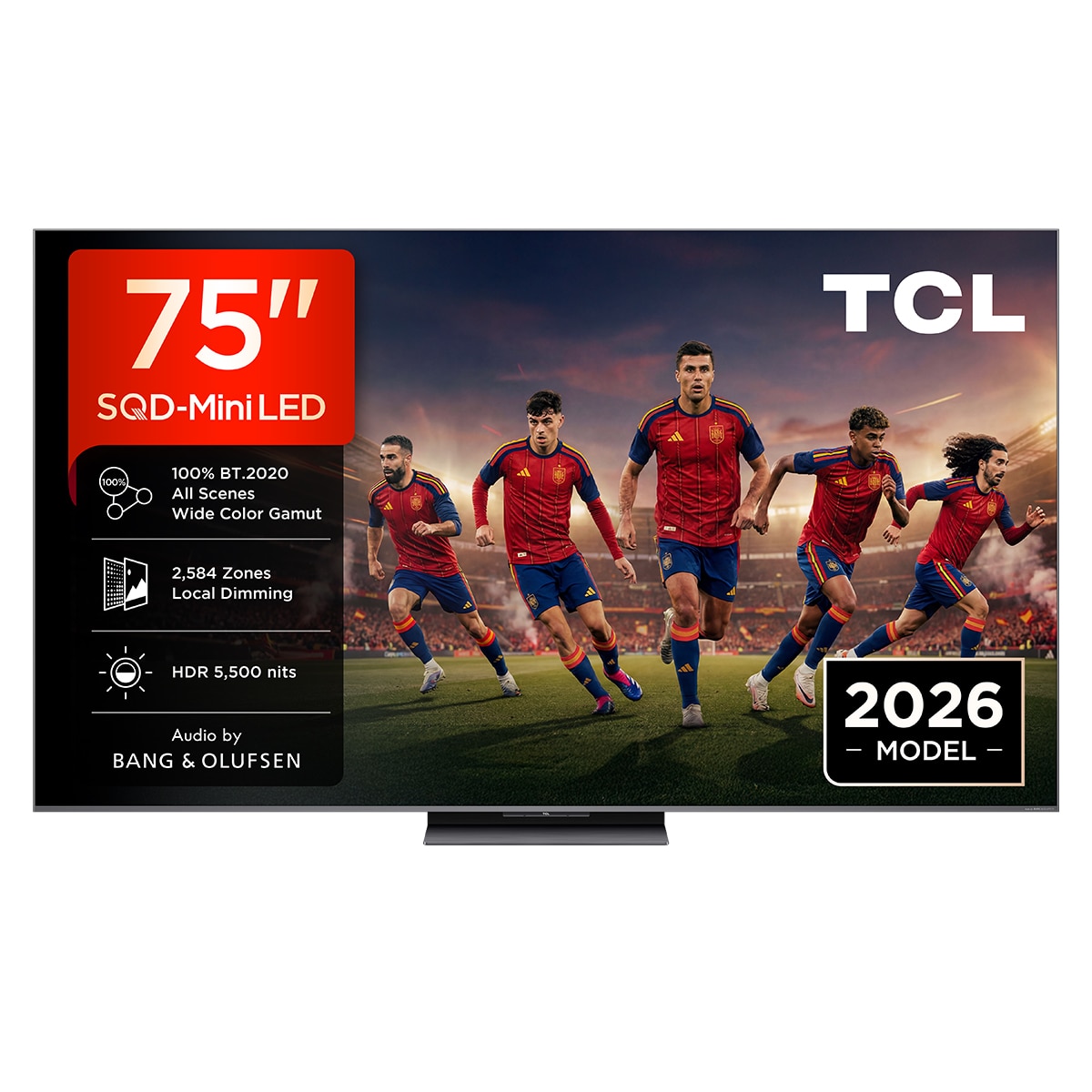 TCL - TV SQD-MiniLED 189cm (75") TCL 75C8L, 4K HDR 5500 nits, Google TV, 144Hz, Dolby Vision &amp; Atmos, Audio by Bang &amp; Olufsen.