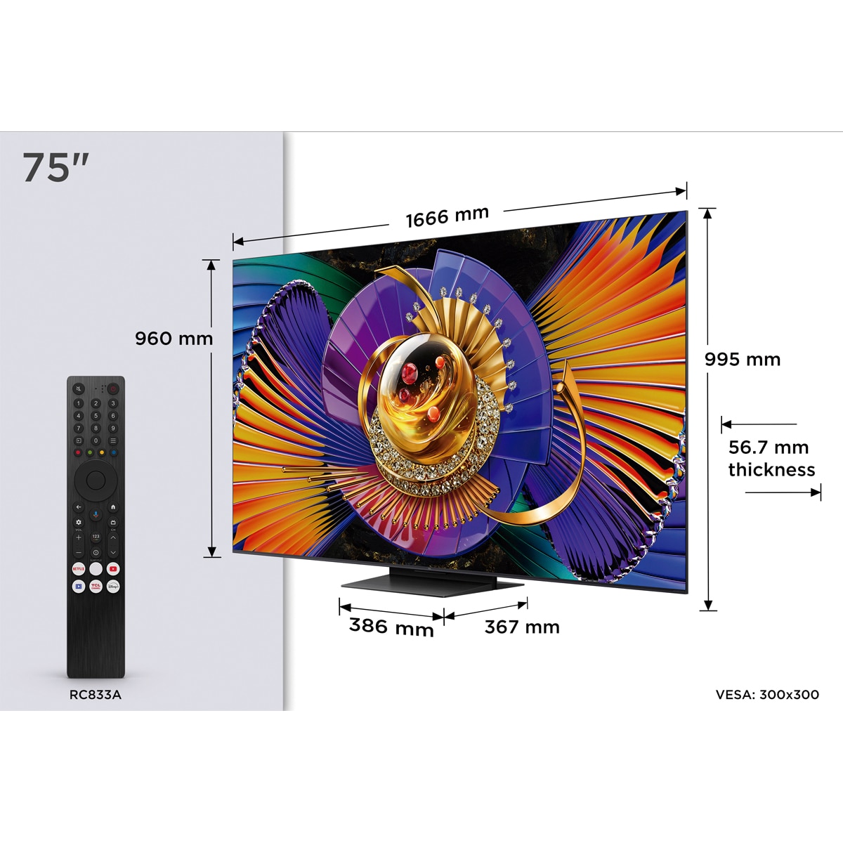 TV SQD-MiniLED 189cm (75") TCL 75C7L, 4K HDR 3000 nits, Google TV, 144Hz, Dolby Vision & Atmos, Audio by Bang & Olufsen Acero oscuro-2