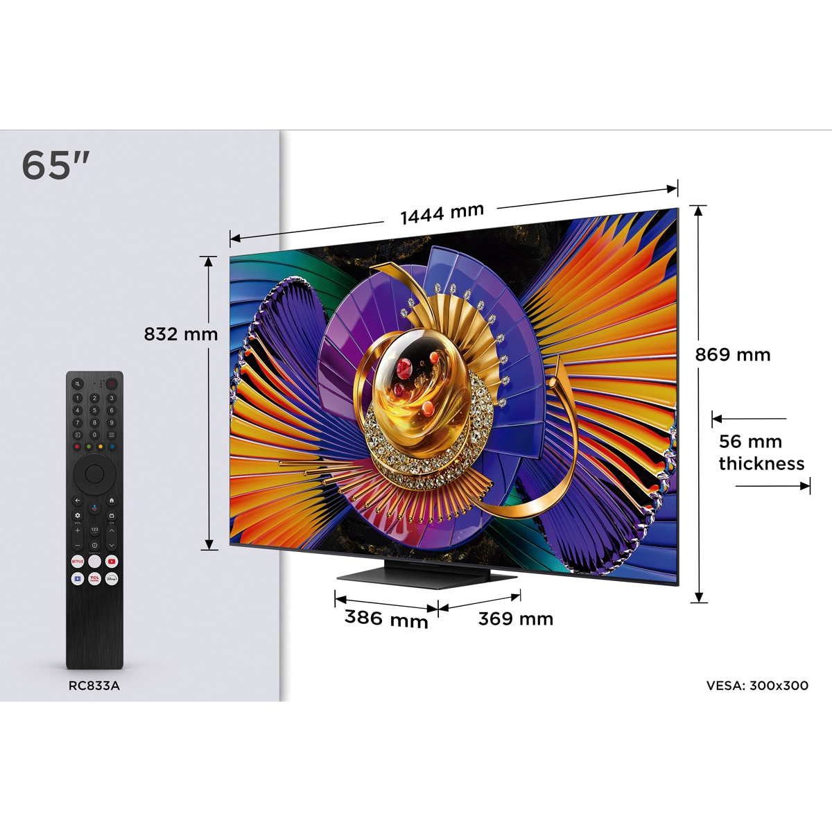 TV SQD-MiniLED 164cm (65") TCL 65C7L, 4K HDR 3000 nits, Google TV, 144Hz, Dolby Vision & Atmos, Audio by Bang & Olufsen Acero oscuro-2