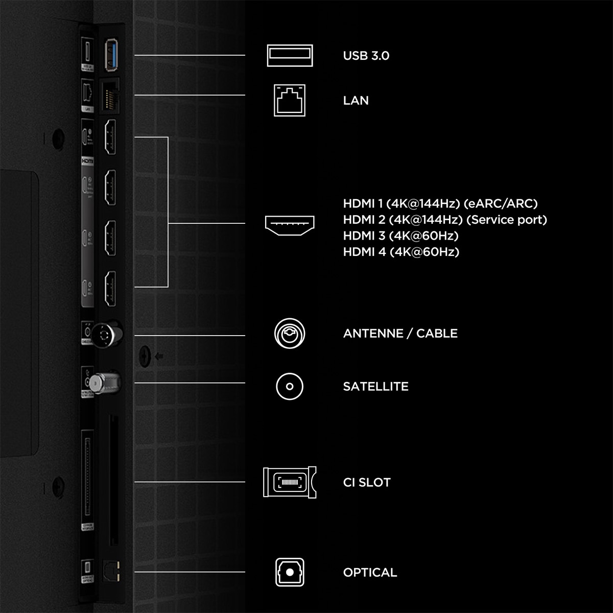 TV QD-MiniLED 189cm (75") TCL 75C6K PRO, 4K HDR 1000 nits, Google TV, Dolby Vision & Atmos, 2.1 Onkyo, 144Hz, AirPlay 2 - Acero oscuro Acero oscuro-14