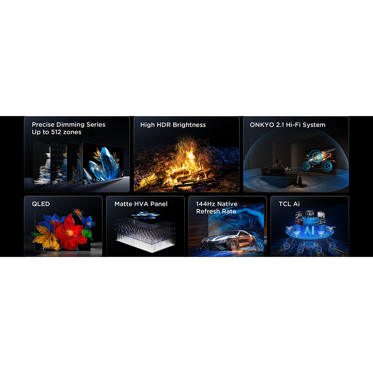 TV QD-MiniLED 248cm (98") TCL 98P8L, 4K HDR, Google TV, 144Hz VRR, Onkyo 2.1 - Acero oscuro Acero oscuro-5