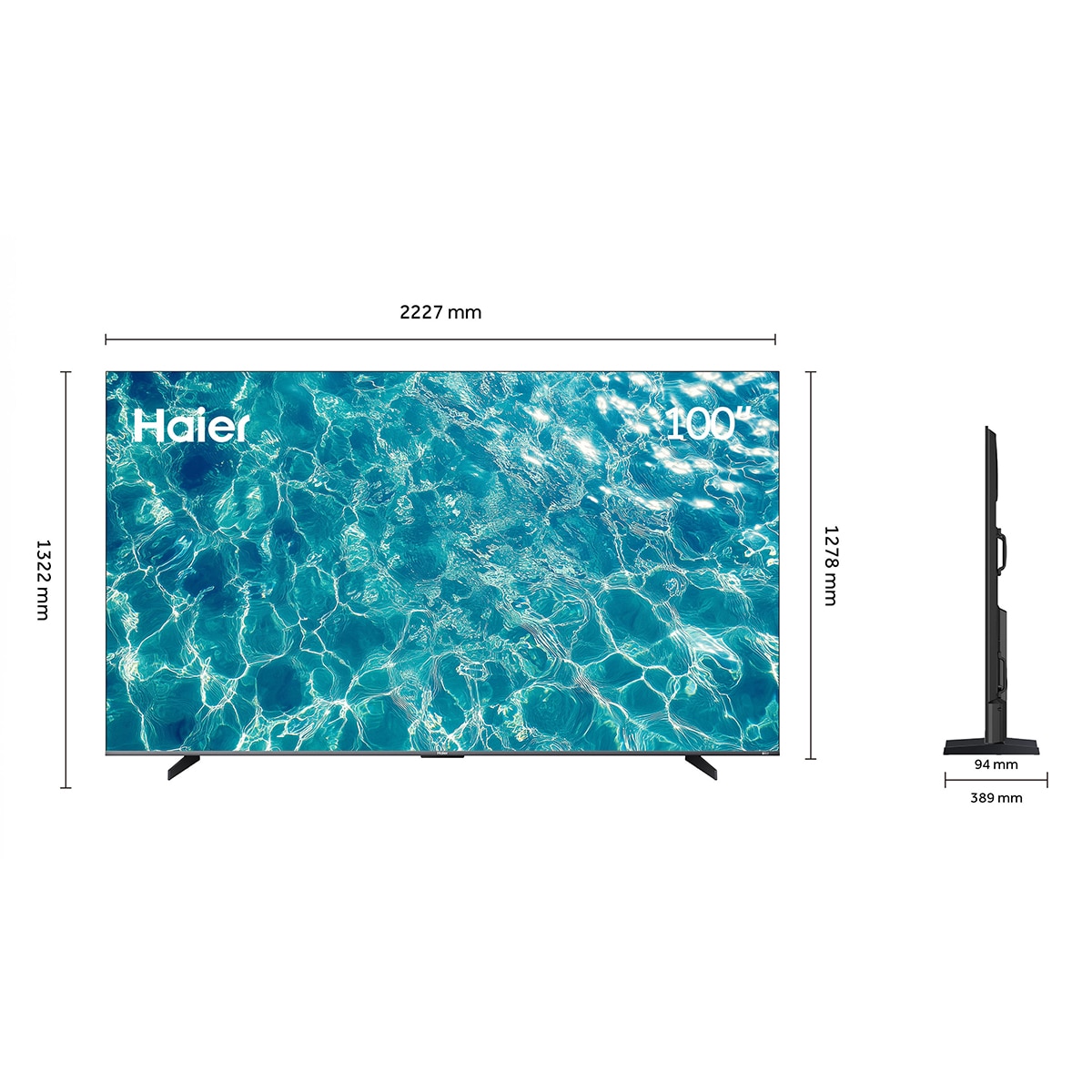 TV Mini LED 252,8cm (100") Haier S90 H100S90FUX, 4K UHD, 144Hz, Google TV, HDR10+, Dolby Vision IQ, Dolby Atmos Sound by KEF Negro-2