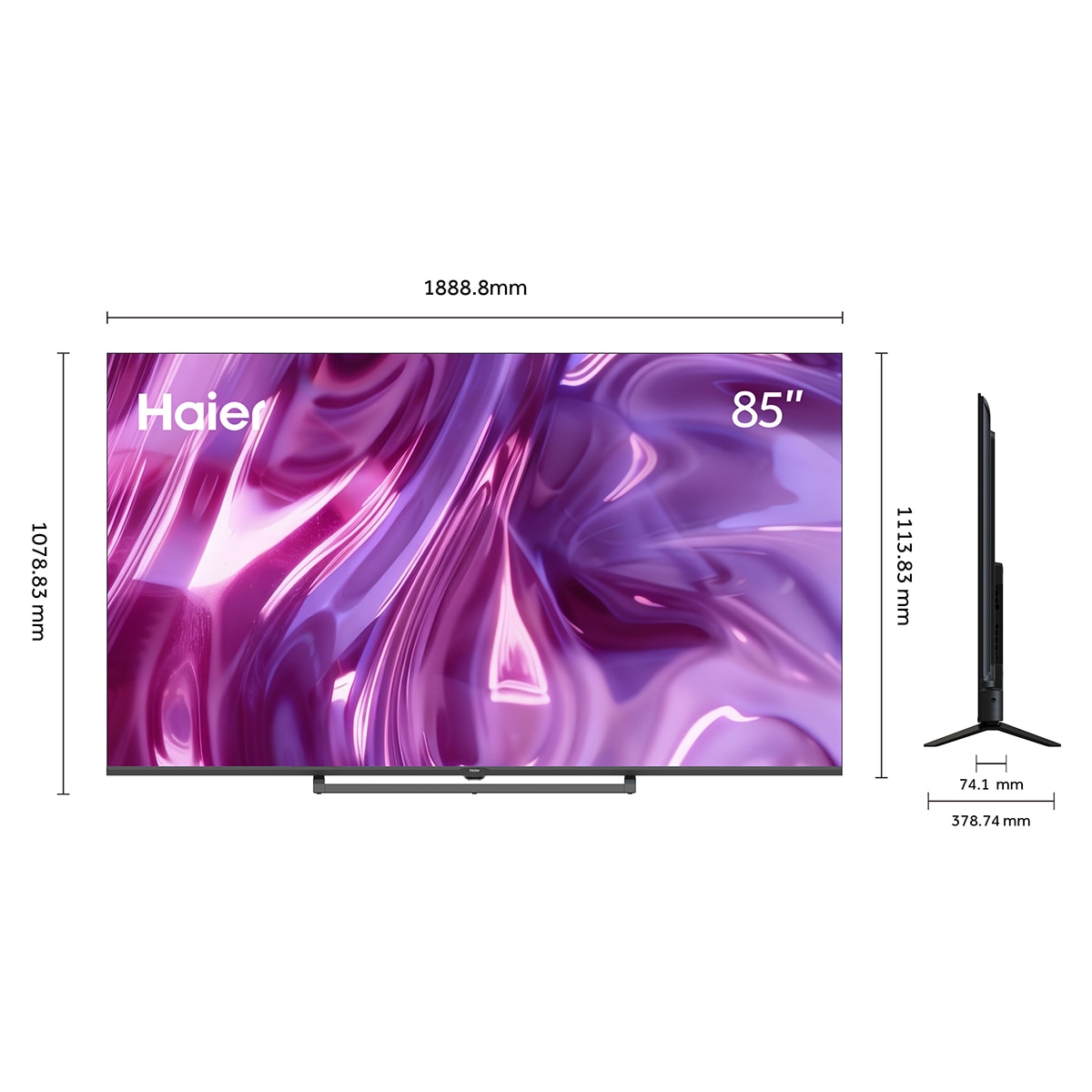 TV QLED 215 cm (85") Haier S80 H85S80GUX 4K UHD, 60Hz, Google TV, HDR10, Dolby Audio, AIPQ (AI Picture Quality) Negro-2