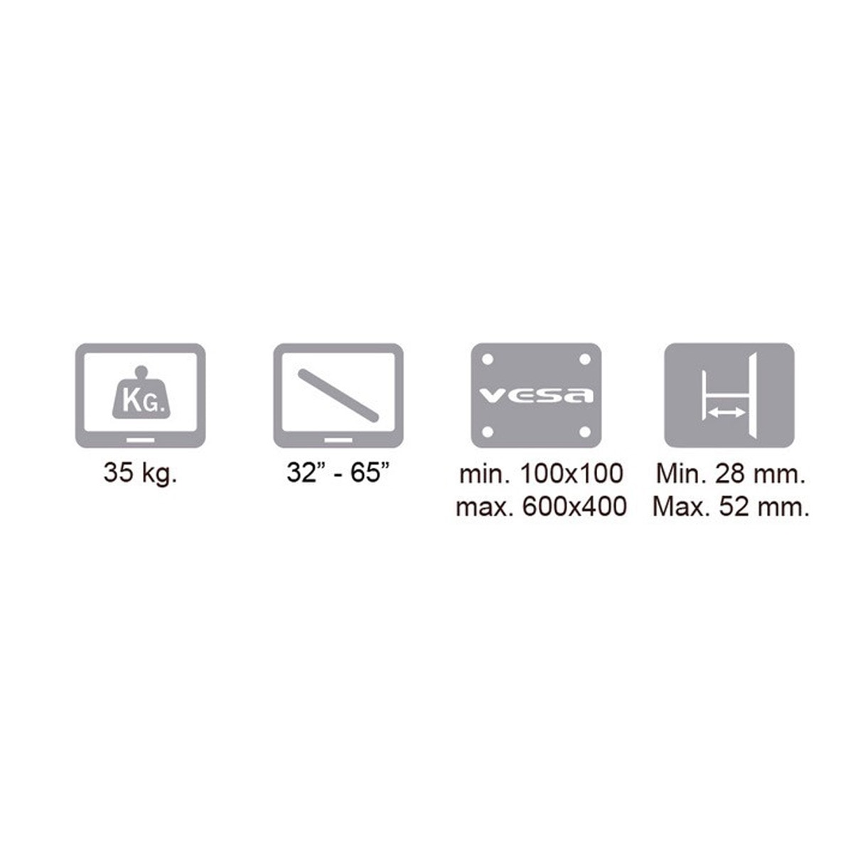Soporte mural para TV LCD / LED Gisan AX.107 de 81,28 a 165,1 cm (32 a 65'') 2