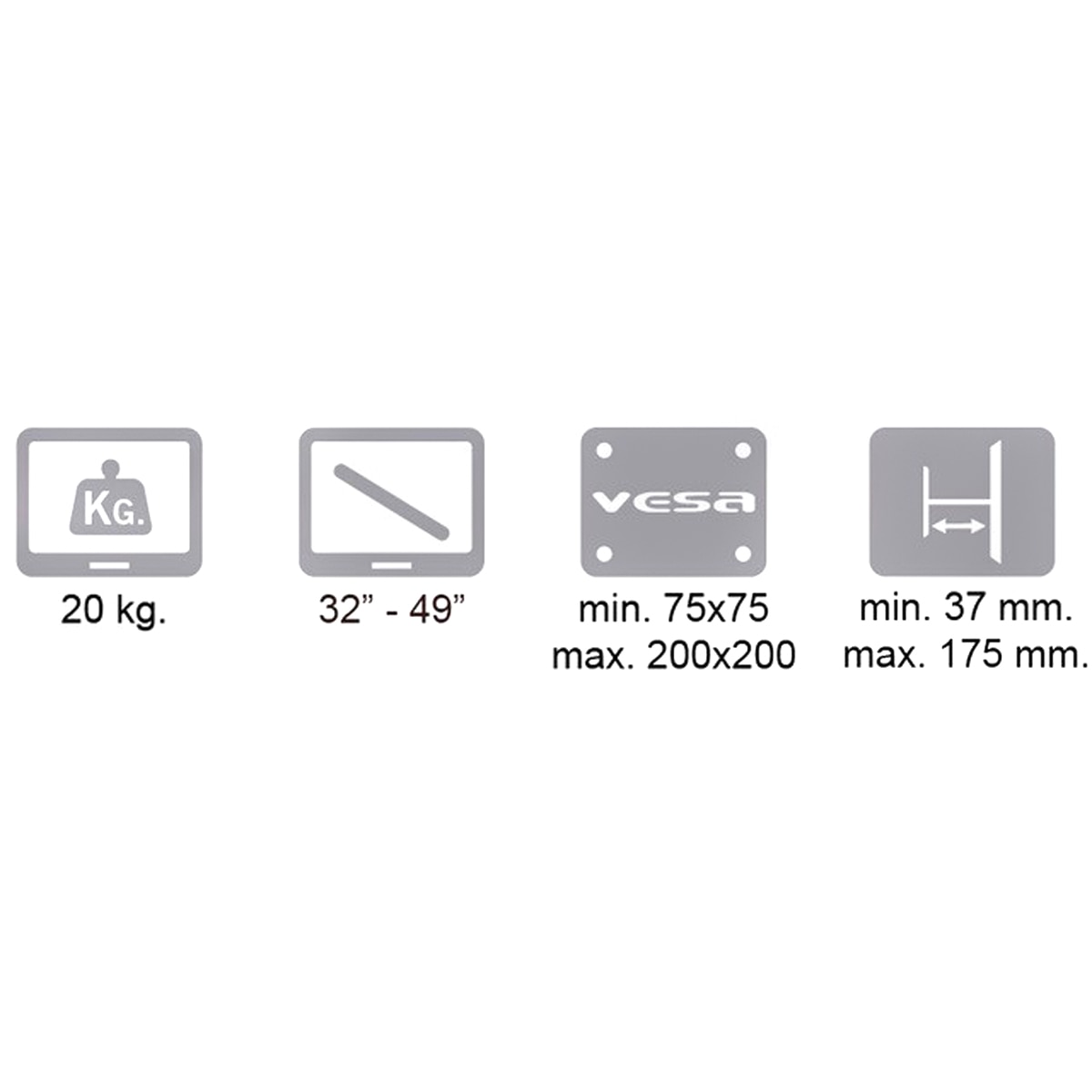 Soporte mural para TV LED Gisan AX.210 de 81,28 a 124,46 cm (32 a 49'') 2