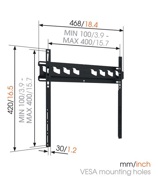 Suporte de parede fixo PP 3000 da Vogel para TV de 32" a 55" até 60 kg Preto-3