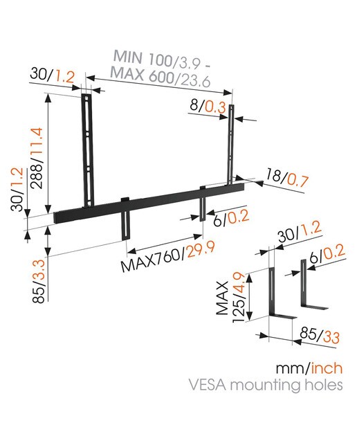 Suporte para Barra de Som Vogels para TV SOUND 3550 até 6,5 kg Preto-4