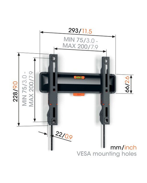 Suporte de Parede Fixo para TV Vogel´s TVM 3205 de 19" a 50" até 30 kg Preto-7