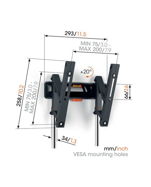 Suporte de Parede Inclinável Para TV Vogel's TVM 3215 de 19" a 43" até 15 Kg Preto-7