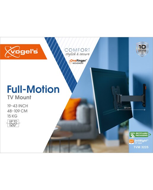Suporte de Parede Giratório para TV até 120º Vogel's  TVM 3225 de 19" a 43" até 15 Kg Preto-2