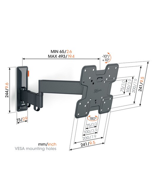 Soporte de pared giratorio hasta 180º Vogel's TVM 3245 para TV de 19" a 43" negro hasta 15 kg Negro-7