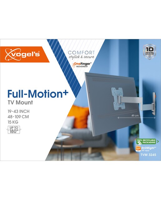 Soporte de pared giratorio hasta 180º Vogel's TVM 3245 para TV de 19" a 43" blanco hasta 15 kg Blanco-3