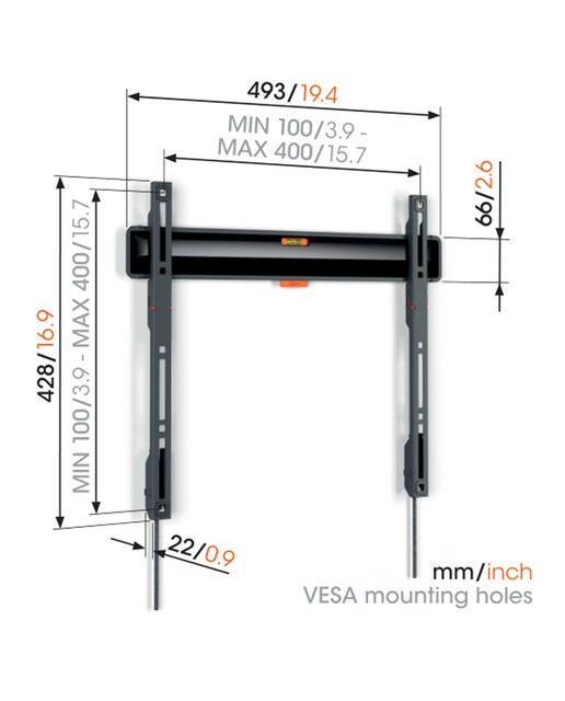 Suporte de Parede Fixo para TV TVM 3405 da Vogel de 32" a 77" até 50 kg Preto-6