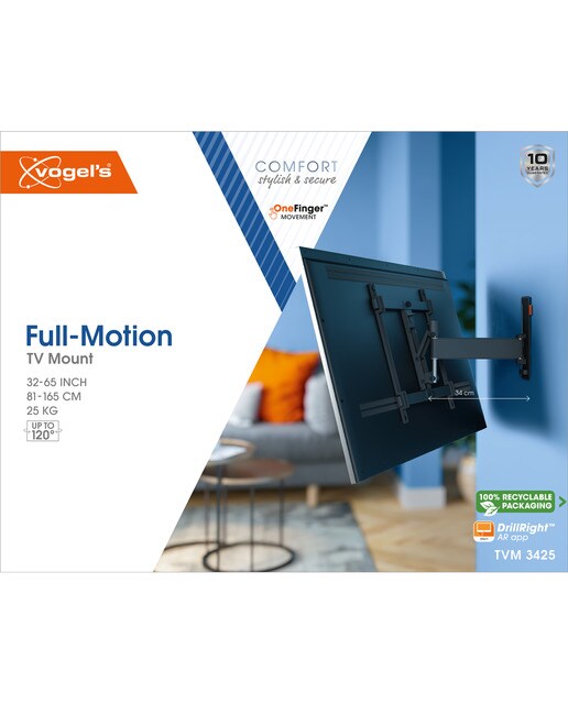 Soporte de pared giratorio hasta 120º Vogel's TVM 3425 para TV de 32" a 65" hasta 25 kg Negro-2